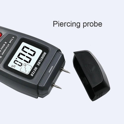 Rechargeable Wood Moisture Tester for Flooring and Carton showing piercing probe and digital display