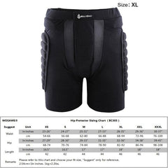 Pantalones cortos acolchados protectores WOLFBIKE XL para adultos para esquí, snowboard y patinaje: equipo transpirable para exteriores