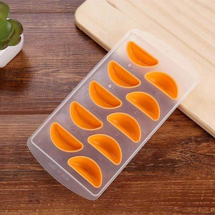 Orange Shaped Silicone Ice Cube Tray For Party Drinks - flexible orange-segment molds for cocktails, lemonade, punch, chocolates, and gelatin treats