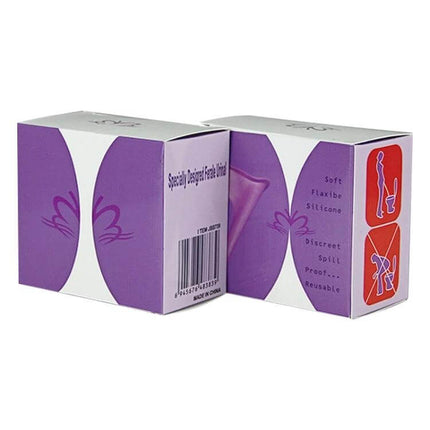 Portable Silicone Female Urinal For Travel And Camping - compact purple boxed kit, flexible silicone funnel for discreet outdoor restroom use
