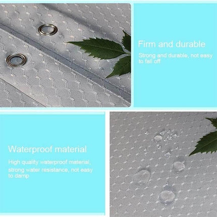 Shower Curtain 120x180cm Honeycomb Pattern For Bathroom close-up showing waterproof honeycomb fabric, metal grommets and water beading