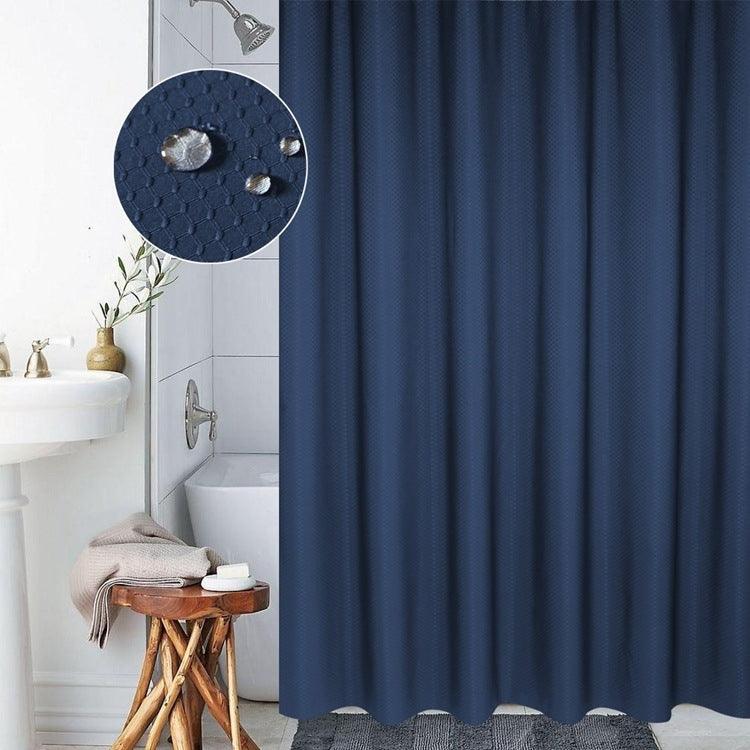 Water-Resistant Honeycomb Textured Shower Curtain - 150x180cm Durable Polyester Bathroom Accessory