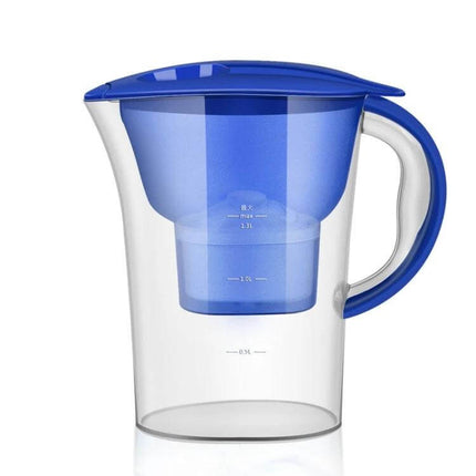1.3L Portable Water Bottle With Activated Carbon Filter, Blue - clear blue filtered water bottle with handle and three-part carbon filter