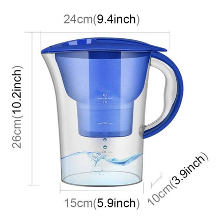 1.3L Portable Water Bottle With Activated Carbon Filter, Blue - compact 1.3L travel water bottle with activated carbon filter and handle