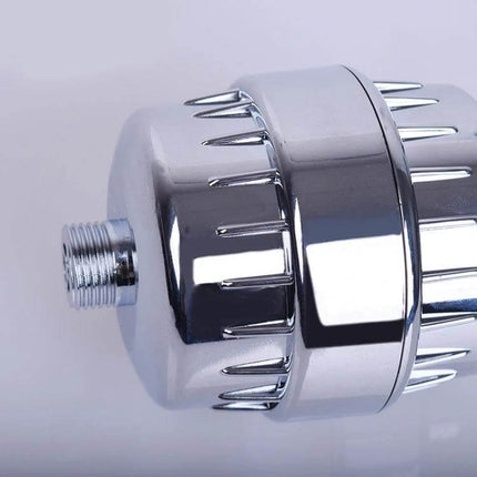 Bath Water Purifier Shower Filter With 2.1cm To 2.7cm Interface chrome shower filter with KDF and calcium media, attaches to standard hoses