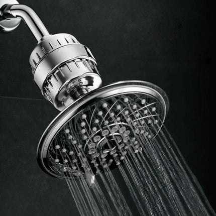 Bath Water Purifier Shower Filter With 2.1cm To 2.7cm Interface chrome showerhead attached to hose with flowing filtered water