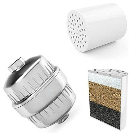 Bath Water Purifier Shower Filter With 2.1cm To 2.7cm Interface - chrome shower filter with KDF and mineral cartridge cross-section