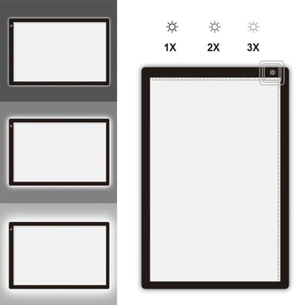 Portable A2 Acrylic Light Board for Sketching and Drawing - slim A2 LED tracing pad with 3 brightness levels, durable acrylic for animation and design