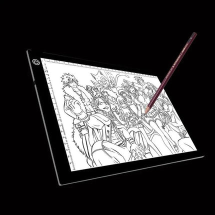 A4 LED Dimmable Acrylic Copy Board for Sketching Drawings illuminated with anime sketch and pencil for tracing and precise line work