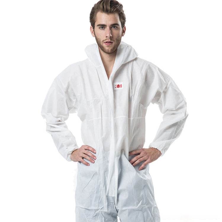 3M 4515 One-piece White Anti-static Anti-chemical Dustproof Sandblasting Suit with Cap, Size: L, 3M L - Syndmart