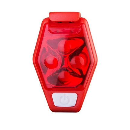LED Back Clip Light For Outdoor Cycling And Running, Black - red four-LED rear safety light with clip for backpacks belts jerseys and bike handlebars