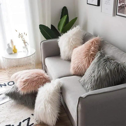 Velvet Long Plush Pillow Cover 45x45cm For Home Decor