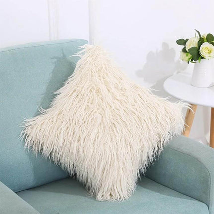 Velvet Long Plush Pillow Cover 45x45cm For Home Decor on teal sofa, cream long-plush velvet decorative cushion