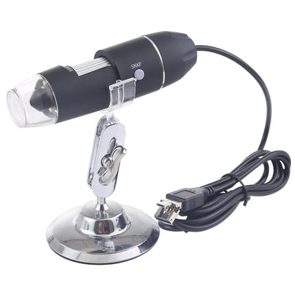 USB Digital Microscope for Detailed Everyday Inspections and Examinations - black USB microscope on adjustable metal stand with cable
