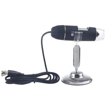 USB Digital Microscope for Detailed Everyday Inspections and Examinations - black USB microscope on adjustable metal stand with cable