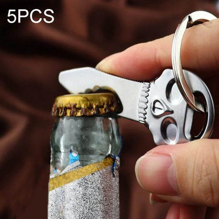 Skull Shaped Multi-Function Bottle Opener Key Chain Accessory in zinc alloy opening bottle cap, compact keychain for bags and belts