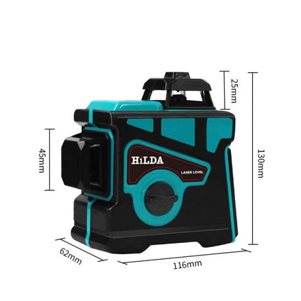 Hilda Self-Leveling Laser Level for Precise Everyday Alignment compact teal black laser level with measurements for shelf and tile installation