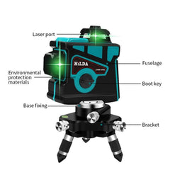 Hilda LS055 12-Line 3D Green Beam Laser Level - Self-Leveling 360° Cross Horizontal and Vertical Alignment Tool