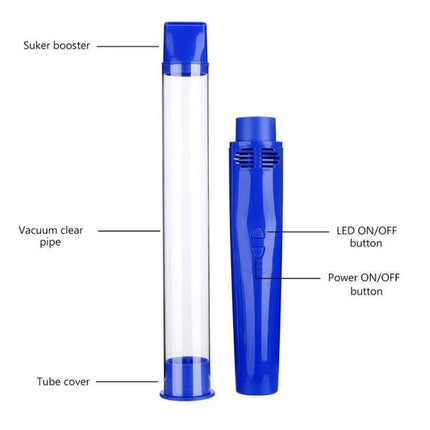 USB Charging Insect Catcher With LED Light For Home Use Blue - blue USB rechargeable vacuum tube insect catcher with LED, power and LED ON/OFF buttons
