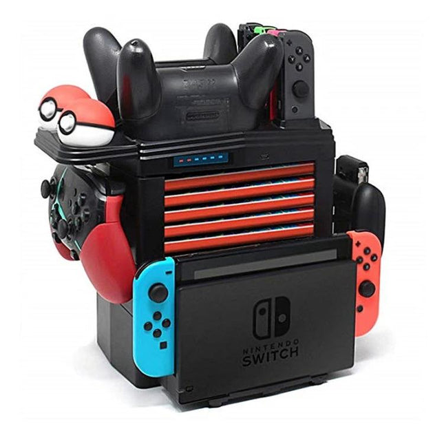 KJH Organizer for Nintendo Switch Daily Gaming Setup holding console, Joy‑Cons, controllers and Poké Ball accessories for tidy gaming station