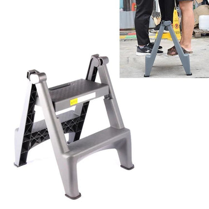 Compact Folding Ladder for Daily Home Tasks - two-step portable plastic step stool for changing bulbs, reaching shelves, painting and cleaning