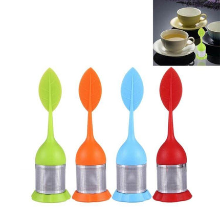 Food Grade Leaf Shaped Silicone Tea Infuser For Tea Time - colorful leaf-shaped food-grade silicone single-cup tea infusers (green orange blue red)