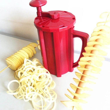 Tornado Potato Slicer Semi Automatic Spiral Cutter For Home Kitchen red ABS plastic manual spiral cutter with curly fries and garnishes