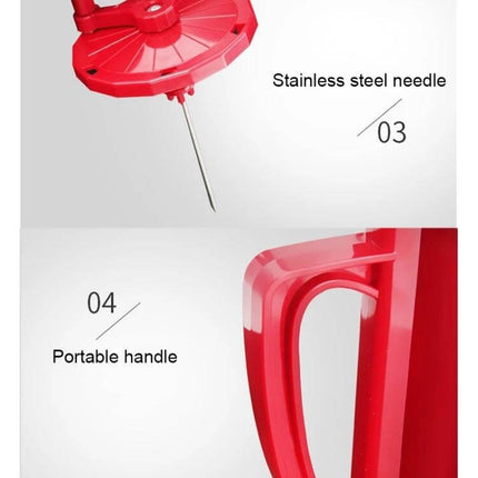 Tornado Potato Slicer Semi Automatic Spiral Cutter For Home Kitchen red ABS body showing stainless steel needle and portable handle, compact spiral cutter for curly fries