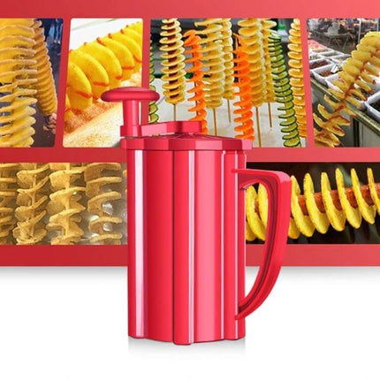 Tornado Potato Slicer Semi Automatic Spiral Cutter For Home Kitchen red ABS plastic manual spiral cutter with handle and skewered curly fries