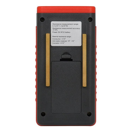 Wintact Surface Resistance Meter for Material Testing handheld meter back view with electrodes for measuring surface resistivity