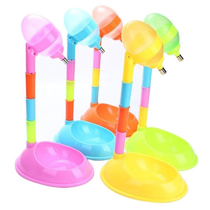 Adjustable Pet Feeder for Daily Home Feeding Needs - colorful adjustable-height dual water bowl and dispenser for small pets