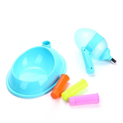 Adjustable Pet Feeder for Daily Home Feeding Needs - turquoise plastic bowl and detachable water bottle with colorful attachments