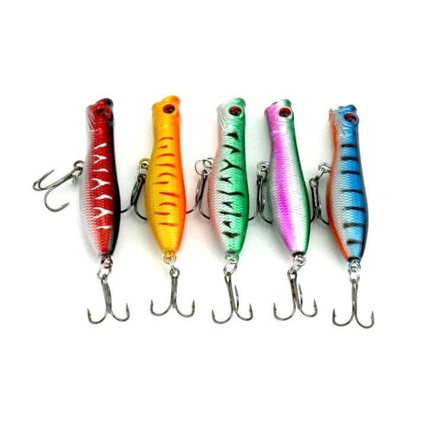 HENGJIA 6 cm Popper Lures Bionic Fishing Bait For Freshwater - colorful 6cm popper set with clear lifelike bodies and treble hooks for surface popping