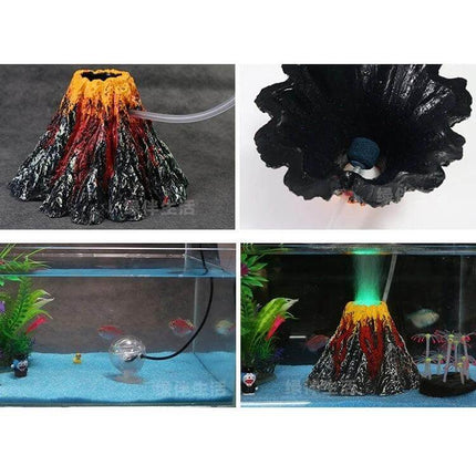 Volcano Rock Aquarium Ornament, Large 15x9.5x3.3 cm resin hand-painted volcanic centerpiece with weighted base in planted freshwater tank