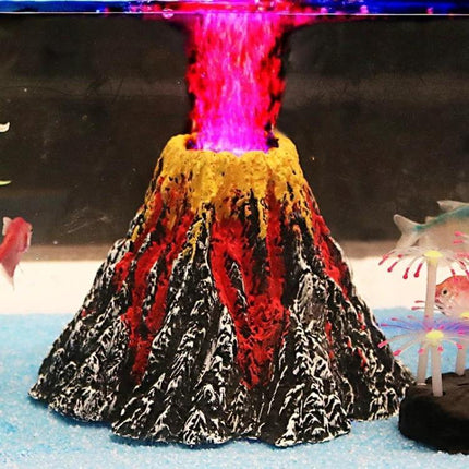Volcano Rock Aquarium Ornament, Large 15x9.5x3.3 cm - hand-painted resin volcanic centerpiece with weighted base for freshwater and planted tanks