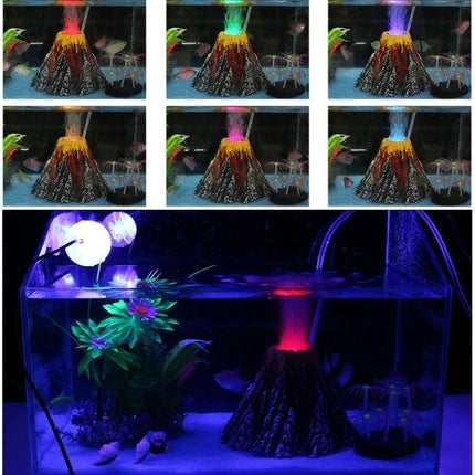 Volcano Rock Aquarium Ornament, Large 15x9.5x3.3 cm - hand-painted resin volcanic centerpiece with weighted base for freshwater and planted tanks