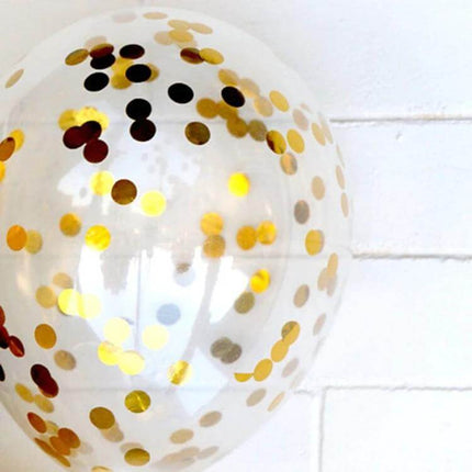 12 Inch Transparent Gold Sequins Confetti Balloons For Parties - clear latex balloon filled with gold confetti for weddings, birthdays, photo backdrops