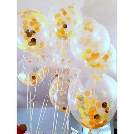 12 Inch Transparent Gold Sequins Confetti Balloons For Parties - clear latex balloons filled with gold confetti for weddings, birthdays, photo backdrops