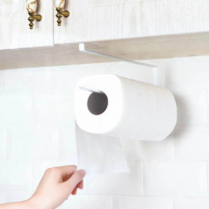 White Kitchen Towel Rack for Cabinets Keeps Towels Handy - white painted iron under-cabinet towel holder organizing paper towels and napkins
