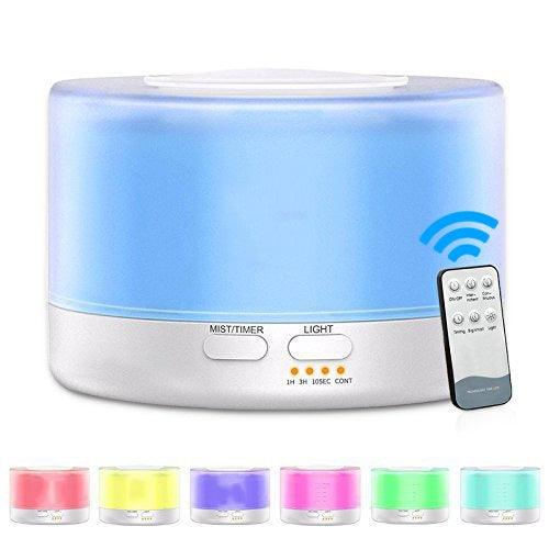 T700 Ultrasonic Essential Oil Diffuser and Humidifier with Remote Control, 700ml Capacity, Color LED Night Light, Automatic Mist Maker, US Plug