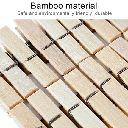 Mini Bamboo Clothes Pegs Pack For Laundry And Home Use - close-up of natural bamboo mini clothes pegs showing wood grain and metal springs, compact size