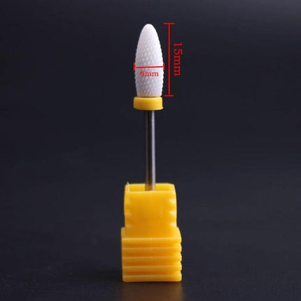 Nail Ceramic Grinding Head For Electric Nail Drill Cylindrical 49x6mm ceramic bit with yellow base for shaping and smoothing nails