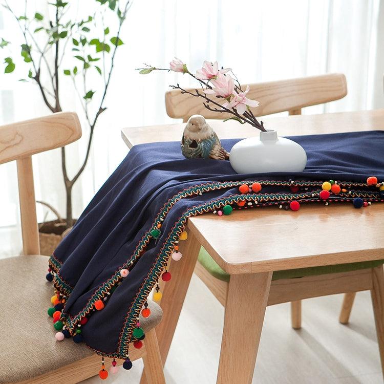 Vibrant Ethnic Cotton Tablecloth with Charming Tassels