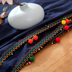 Vibrant Ethnic Cotton Tablecloth with Charming Tassels