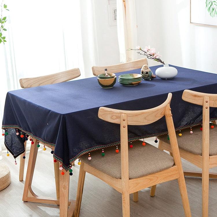 Vibrant Ethnic Cotton Tablecloth with Charming Tassels