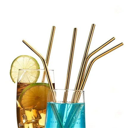 5 Pack Reusable Stainless Steel Straight Drinking Straws 215mm 8mm Cleaner Brush