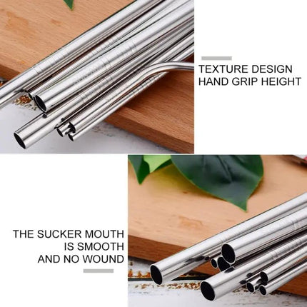 5 Pack Reusable Stainless Steel Straight Drinking Straws 215mm 8mm Cleaner Brush