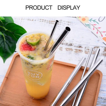 5 Pack Reusable Stainless Steel Straight Drinking Straws 215mm 8mm Cleaner Brush