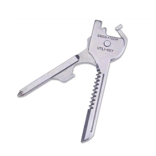 Swiss Tech 6-In-1 Outdoor Key Chain For Everyday Carry compact stainless-steel multitool with pliers, flathead and Phillips screwdrivers