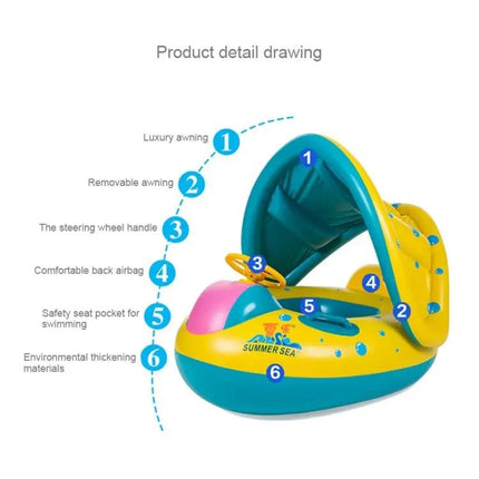 Inflatable Baby Swim Seat With Sunshade 72x65x58cm